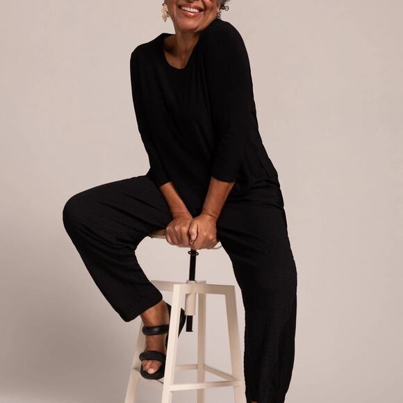 NWT SYMPLI Go to Classic T-Shirt Black 3/4 Sleeve Relaxed Scoop Neck Size 12 - Picture 4 of 10